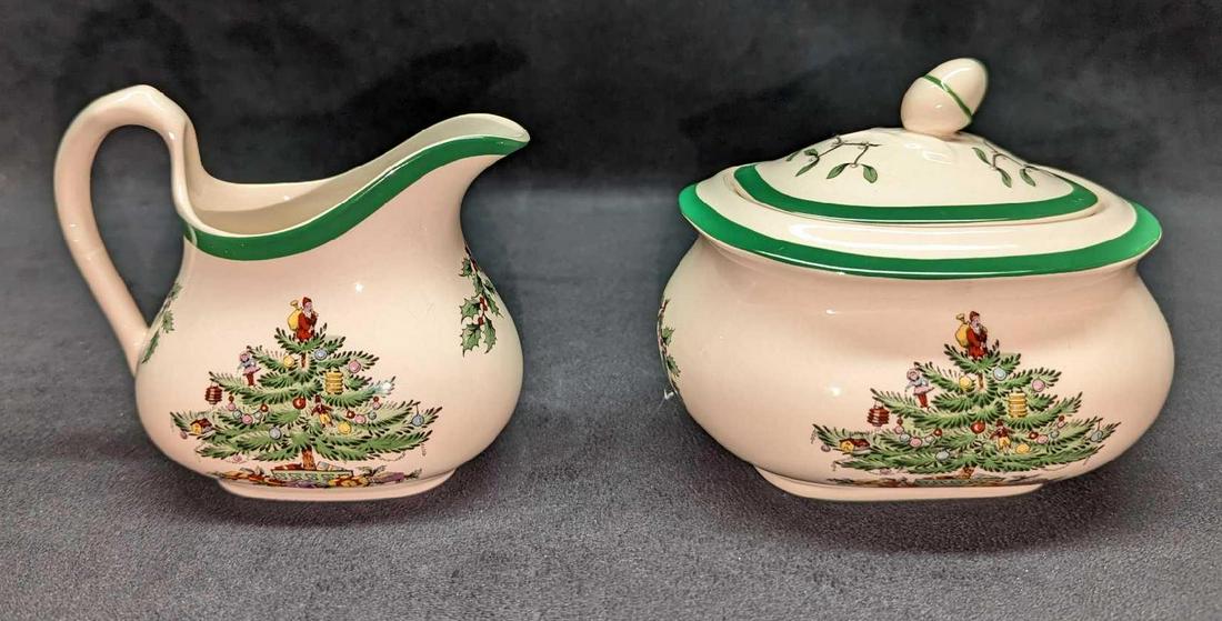 Spode Christmas Tree China Creamer & Sugar Bowl (1 of 10)