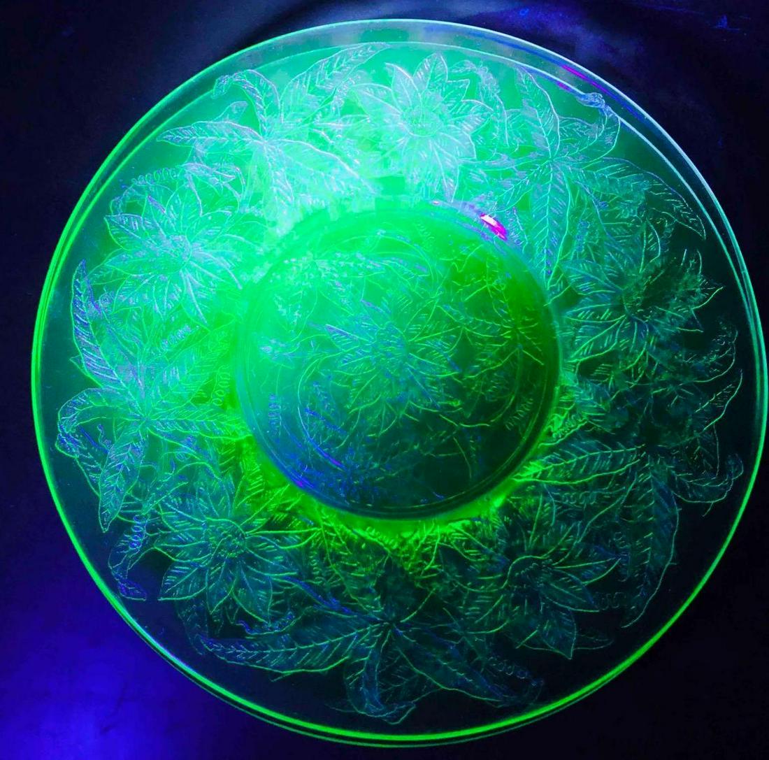 Seven Green Uranium Flower Dessert Plates (1 of 9)