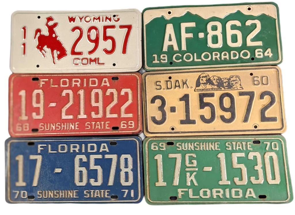 Six Vintage United States Metal License Plates Florida (1 of 2)