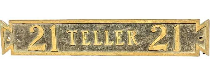 Vintage Brass Bank Teller Sign 21 (1 of 5)