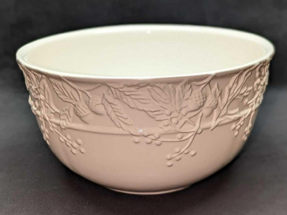 Large Portugal Ceramic White Bowl With Acorn (1 of 9)