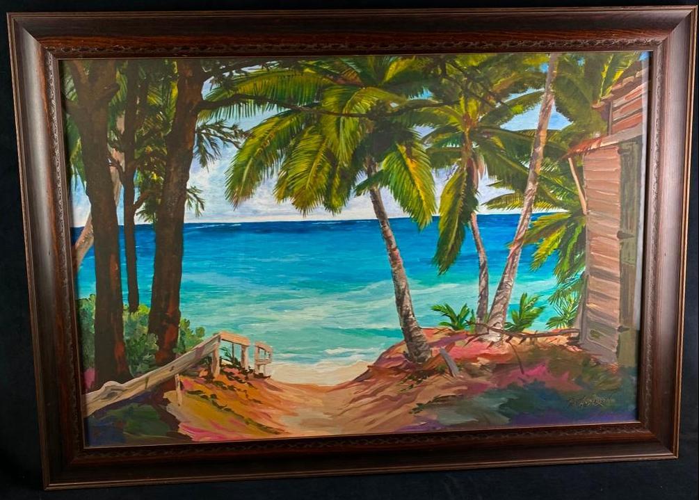 Signed Pat Anderson Tropical Florida Watercolor (1 of 5)