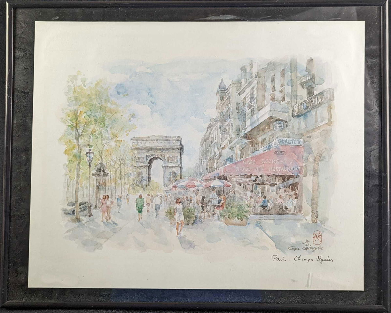 Framed Gu Gongdu Paris Champs Elysees Print (1 of 5)