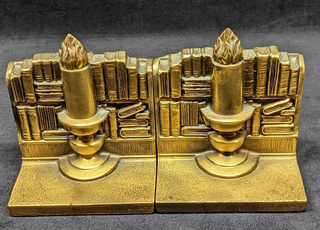 Pm Craftsman Brass Clown Bookends.