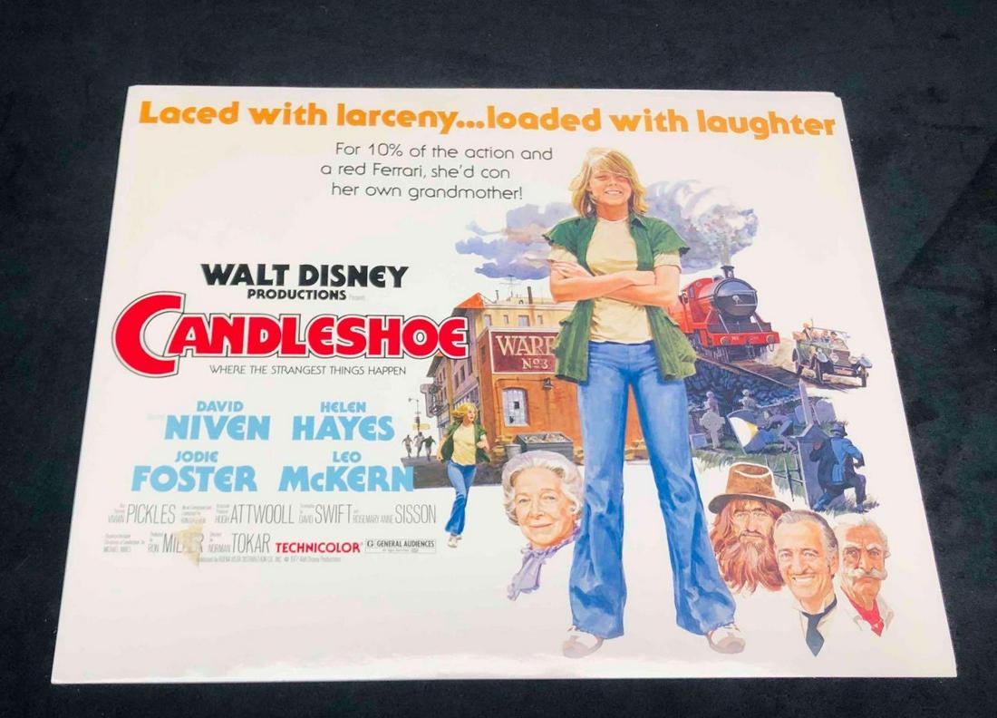 9 Walt Disney Productions Candleshoe Lobby Cards 1977 (B): This lot contains Each lobby card is approx 11" x 14" and the set weighs about 0.4lbs. The photo prints come in their original package which is approx 11 1/2" x 14 1/2". Overall the se