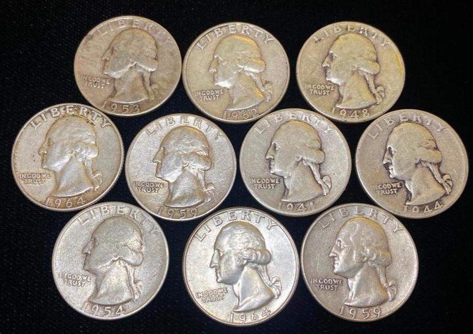 Mixed Date Lot of 10 Silver Quarters (1 of 3)