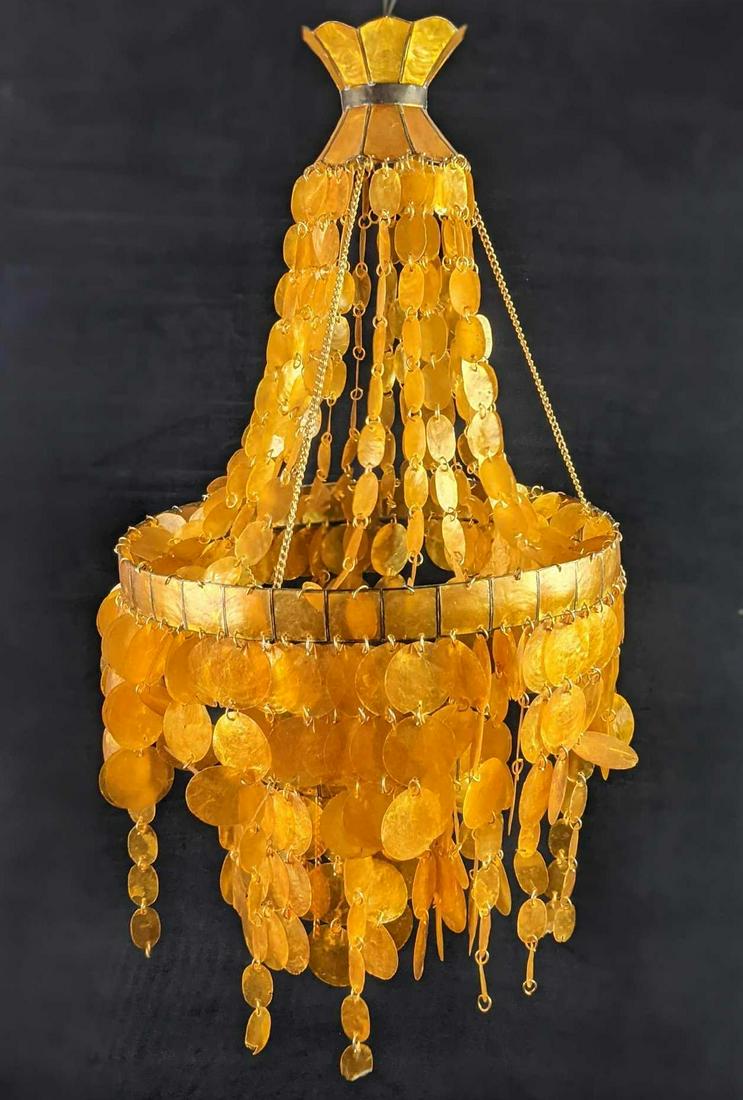 Vintage Unique Fish Scale Hanging Art Chandelier (1 of 10)