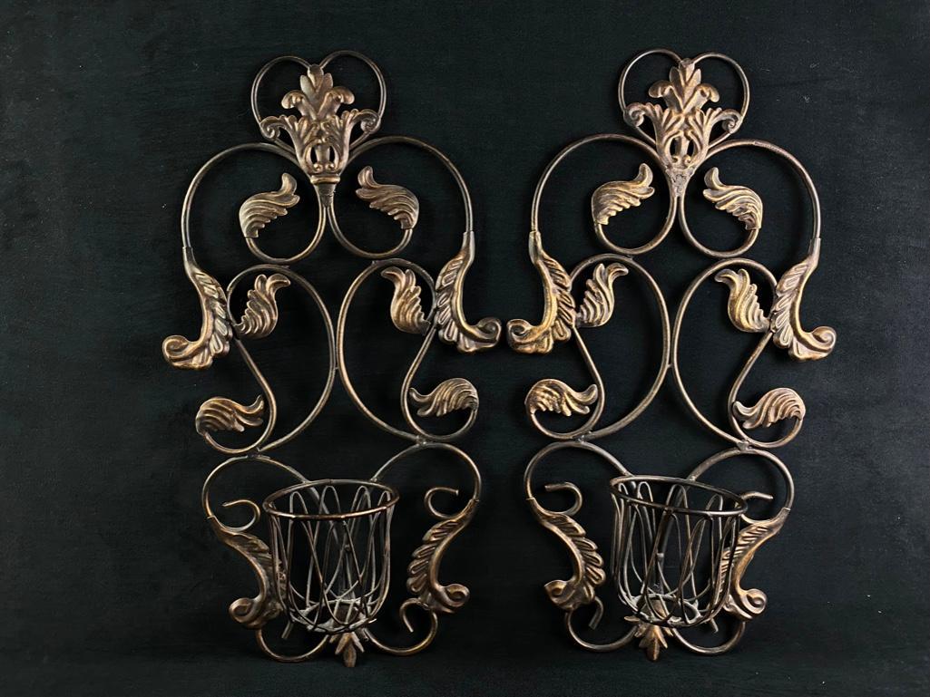 Two Metal Wall Hangings With Candleholder (1 of 4)
