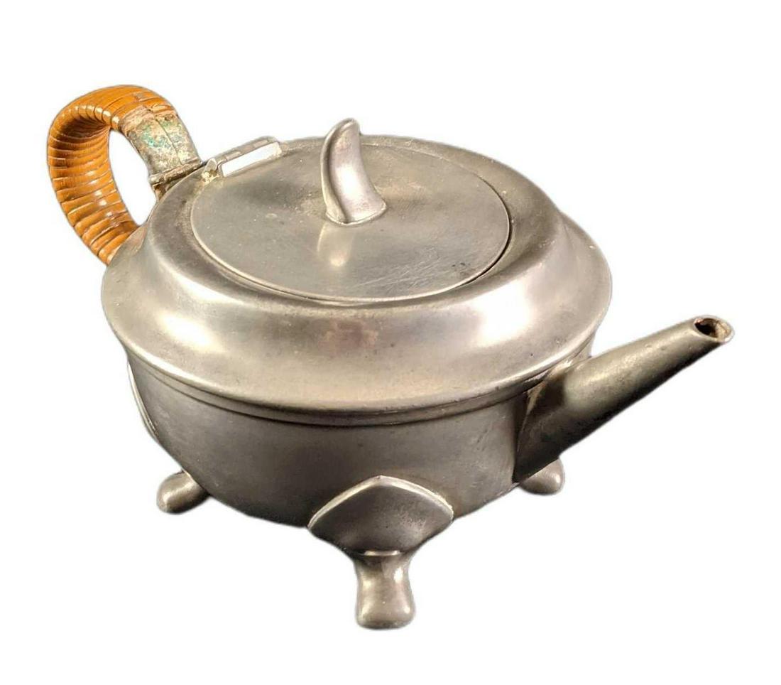 Vintage Insico Pewter Teapot With Wicker Covered Handle Auction