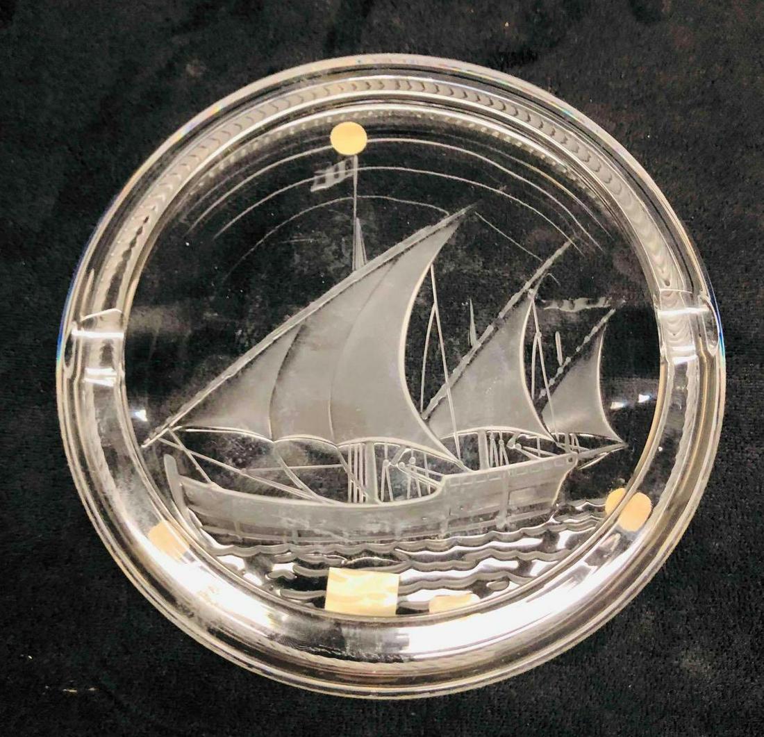 Lalique Signed Vinatage Crystal Ashtray With Sail Boat (1 of 7)