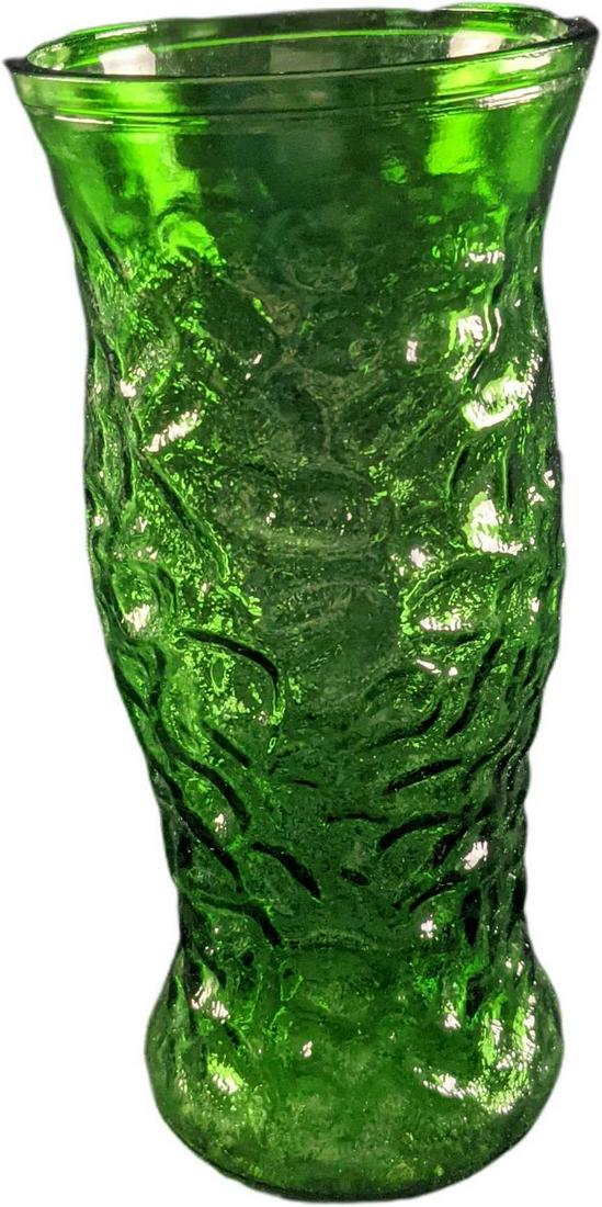 Vintage Hoosier Emerald Green Crinkled Textured Vase (1 of 6)