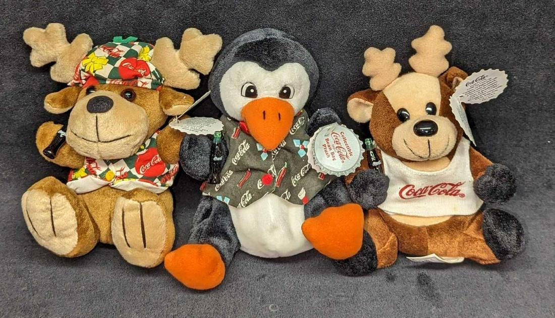 3 Coca-Cola Reindeer & Penguin Bean Bag Dolls (1 of 11)