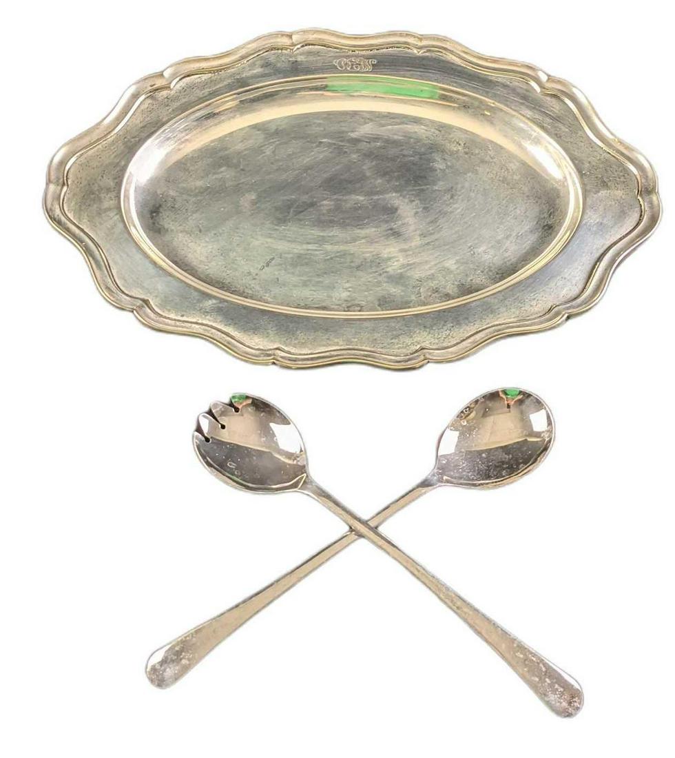 Vintage Silver Plate Platter & Serving Spoons (1 of 8)