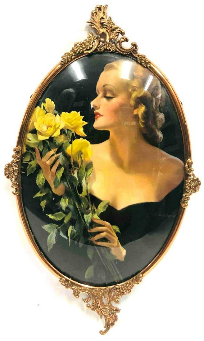 Vintage 40s Oval Art Deco Frame & Print (1 of 11)