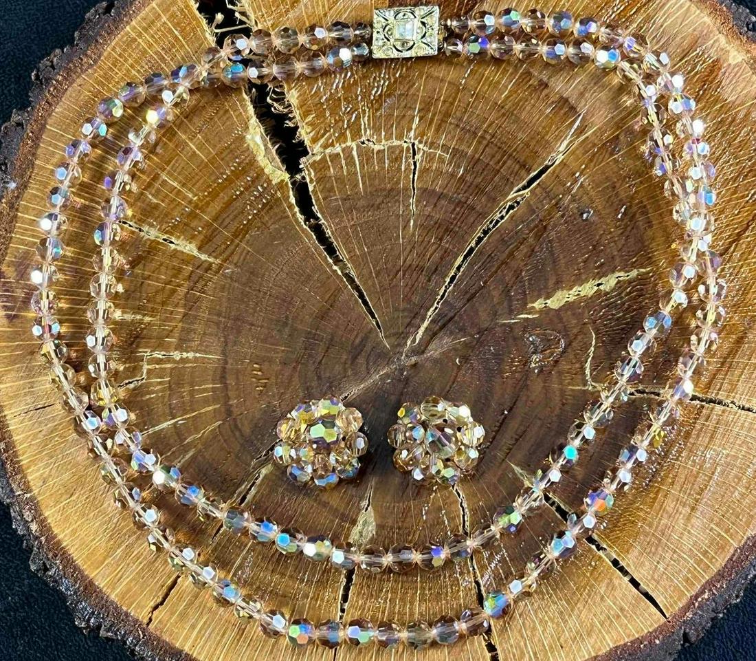 Vintage necklace and Earring Set Sparkly Beaded Set (1 of 6)