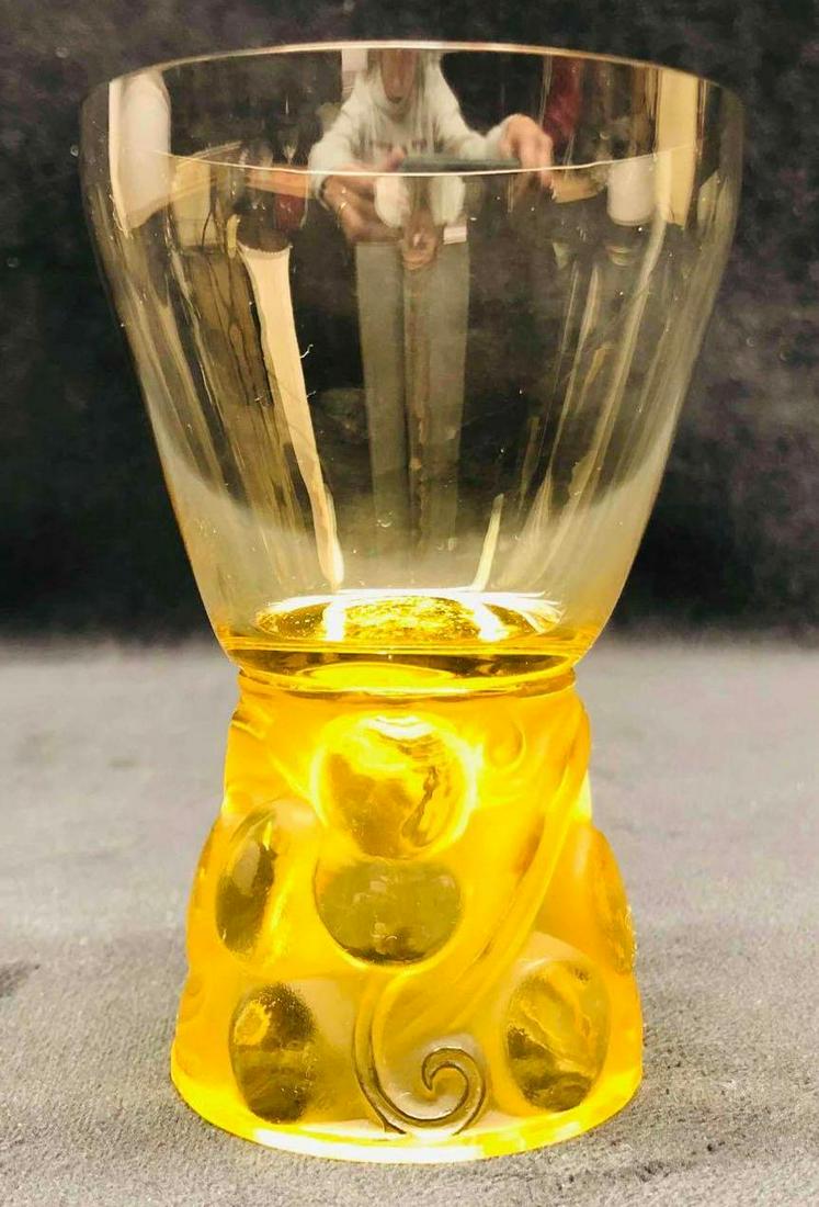 Signed Antique Rene Lalique Marienthal Yellow Amber Goblet Glass 1930s (1 of 15)