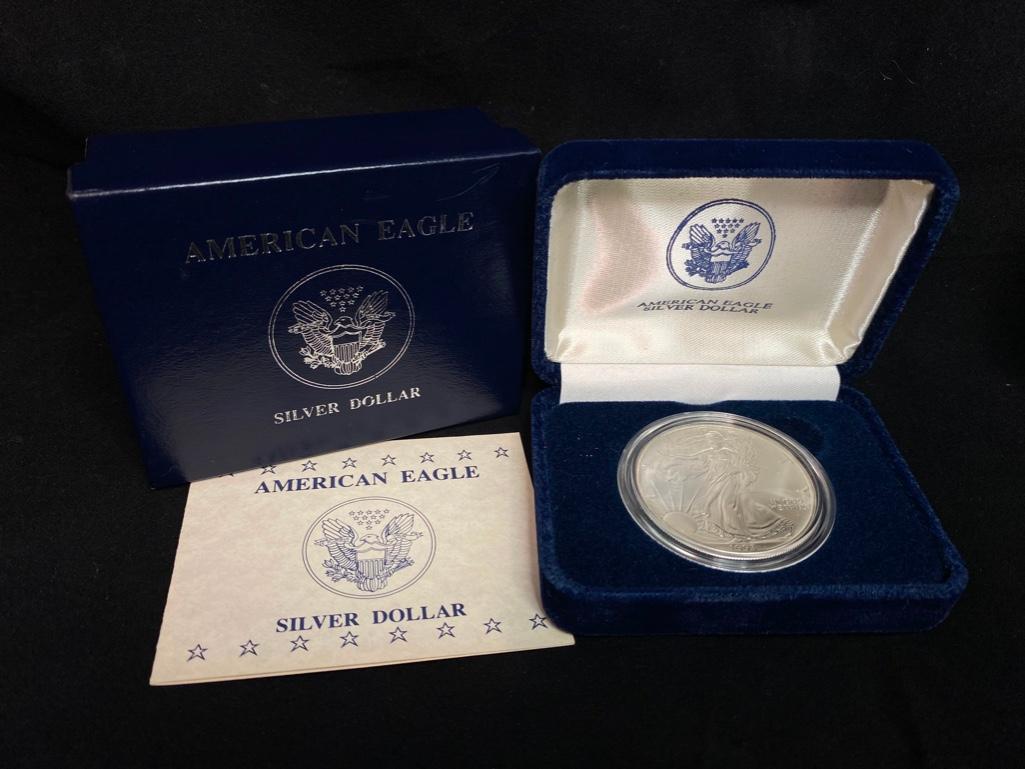 1993 US Mint .999 Fine Silver Eagle W/Box, Papers (1 of 3)