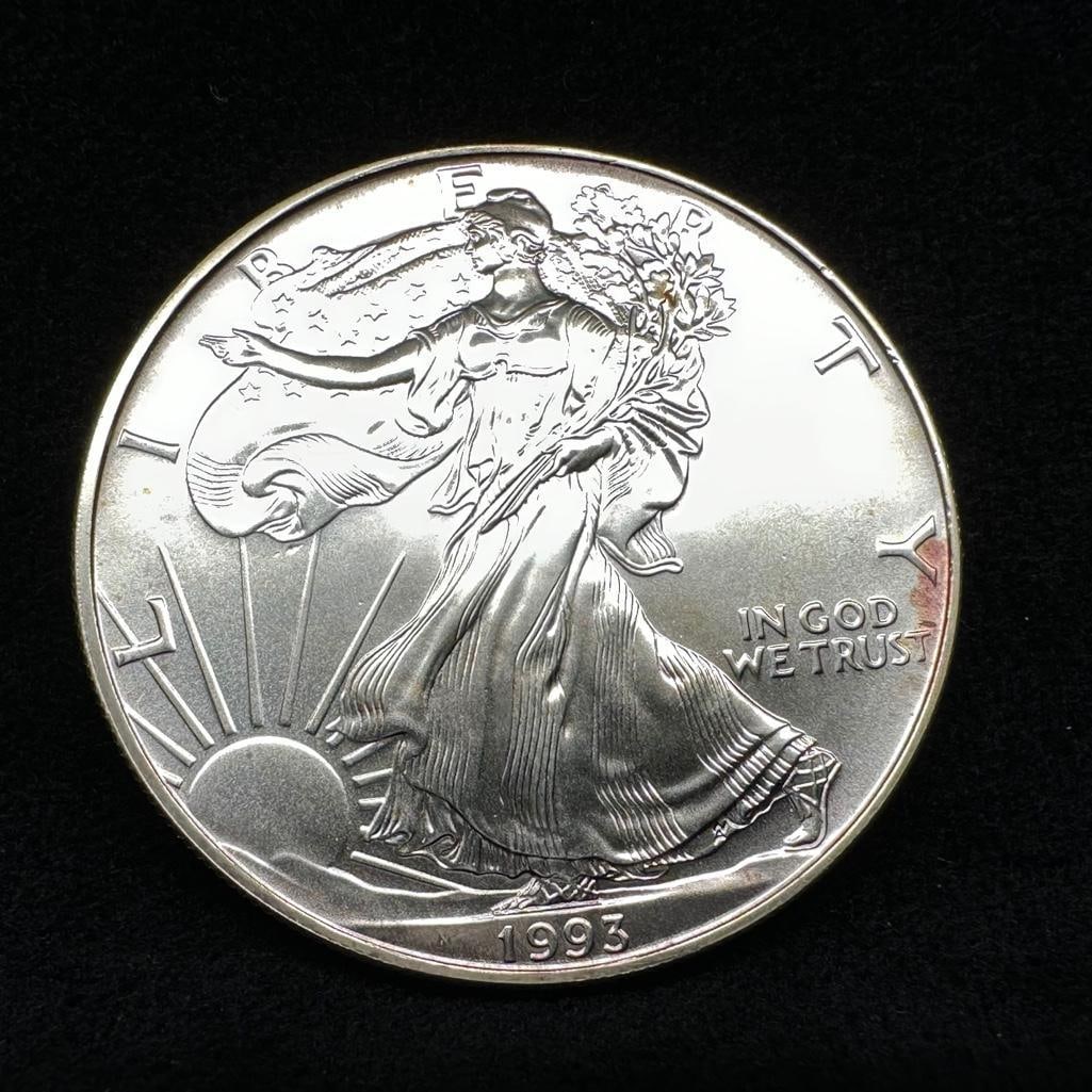 1993 US Mint .999 Fine Silver Eagle (1 of 2)