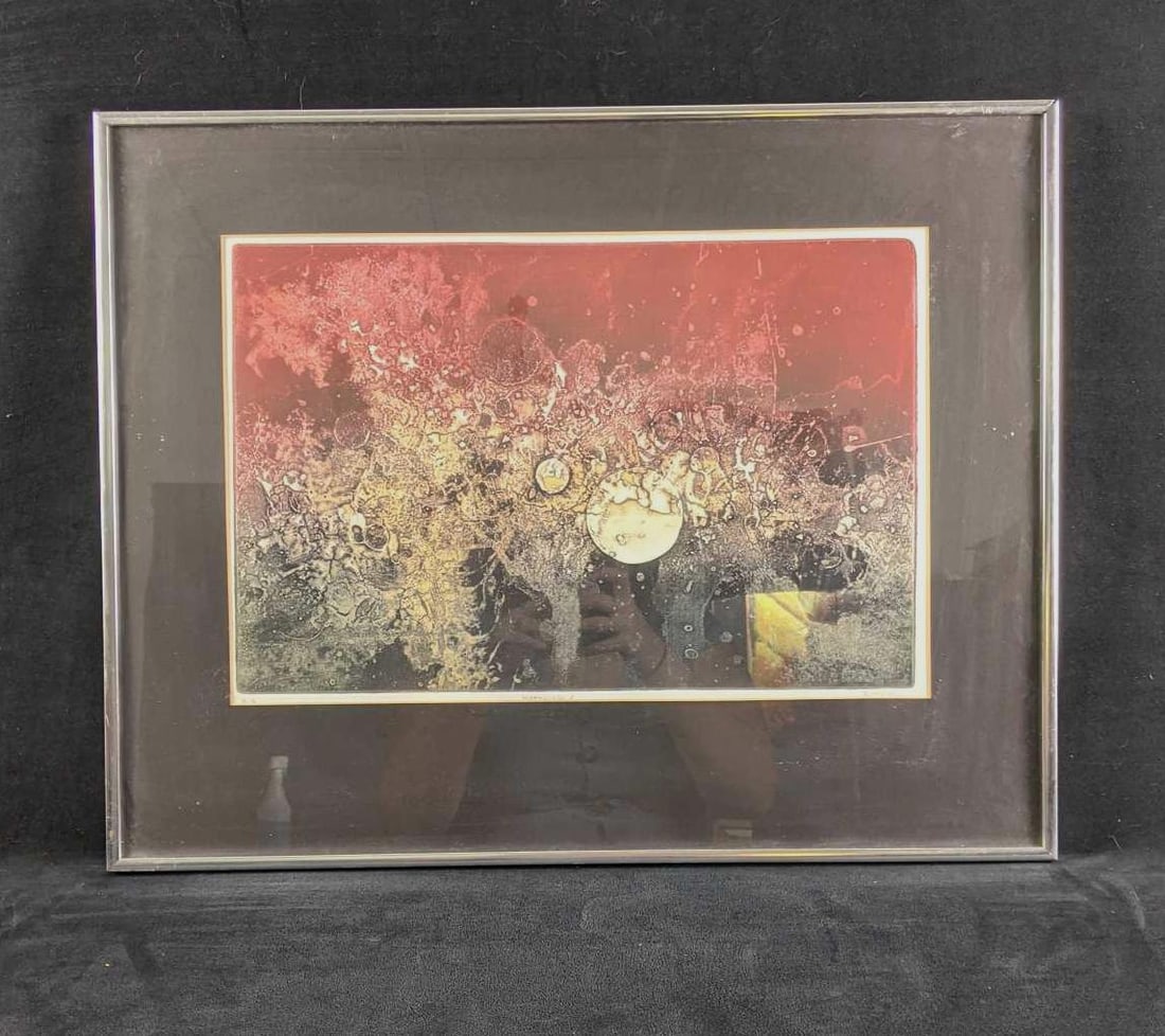 Framed Abstract Artwork Signed "Moonscape V" by Ruth Rodman (1 of 5)