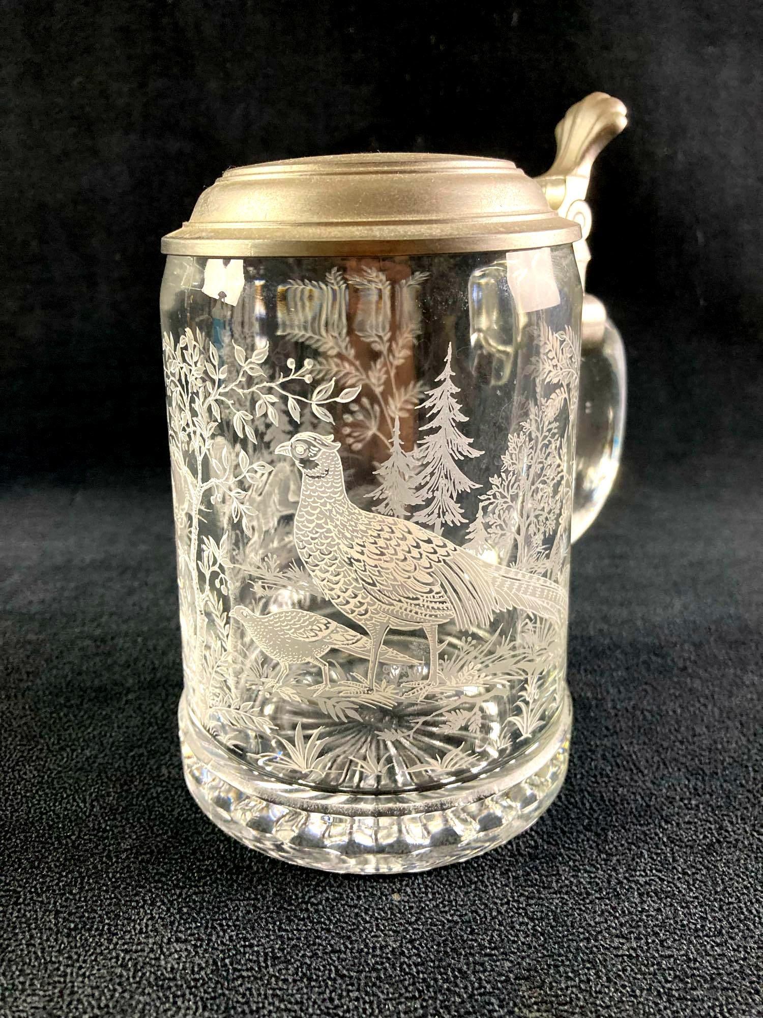 Glass Beer Stein Bird and Rabbit Designs (1 of 5)