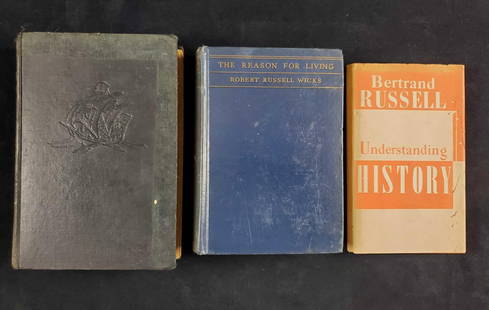 Vintage Three History And Religion Hardcover Book: This lot includes:  (1) The Reason For Living by Robert Russell Wicks. Published in 1934 by Charles Scribner&#39;s Sons. Book is in good, vintage condition with wearing on cover and deckled edges. Pag