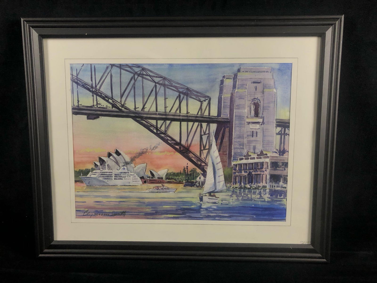 Vintage Blay Eram Smith ? Original Signed Sydney Australia Opera House Water Color (1 of 4)