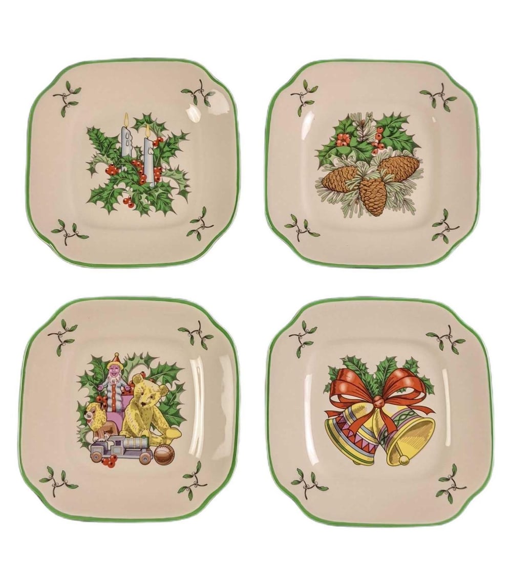 Spode World Of Christmas Appetizer Canape Plates Set: Spode World Of Christmas Appetizer Canape Plates Set. Was only released from 2005-2006. Comes in its original box which is approx 6 1/2" x 1" x 6" and it weighs 1.63lb. The plates are in a