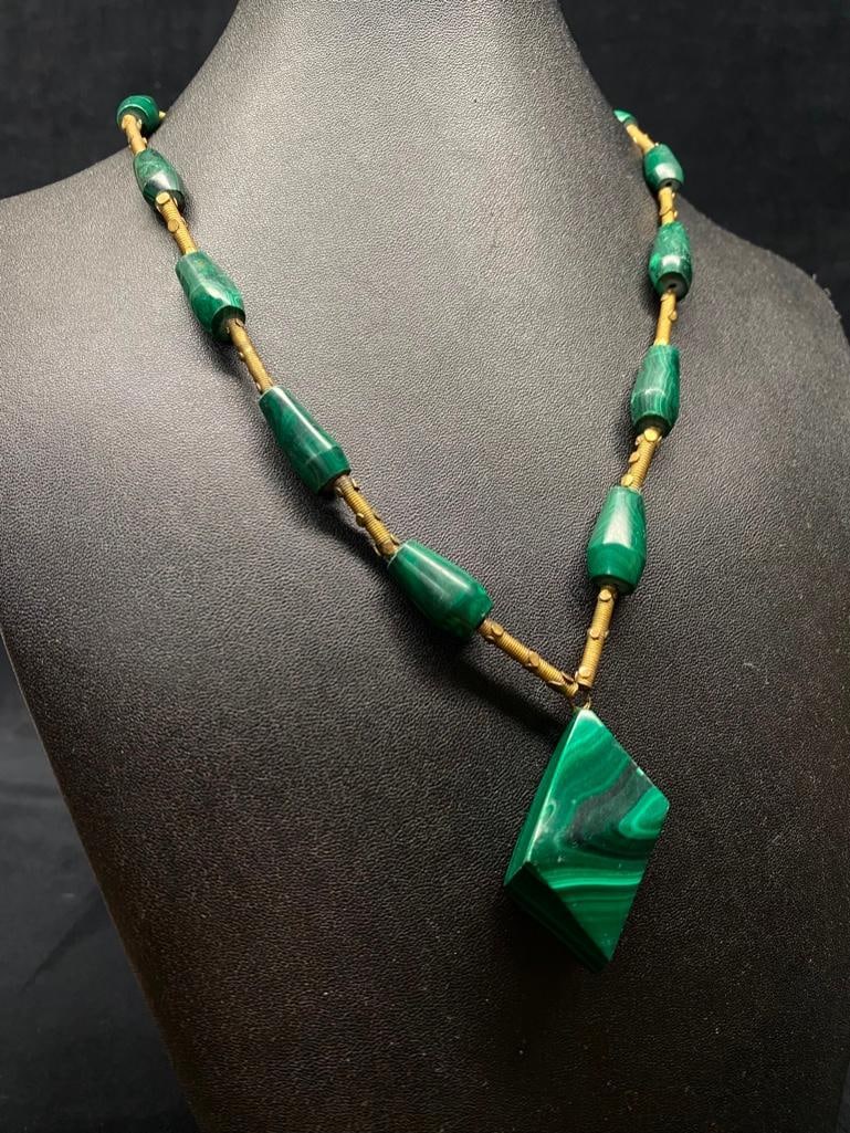 Vintage African Malachite Pendant Necklace (1 of 4)