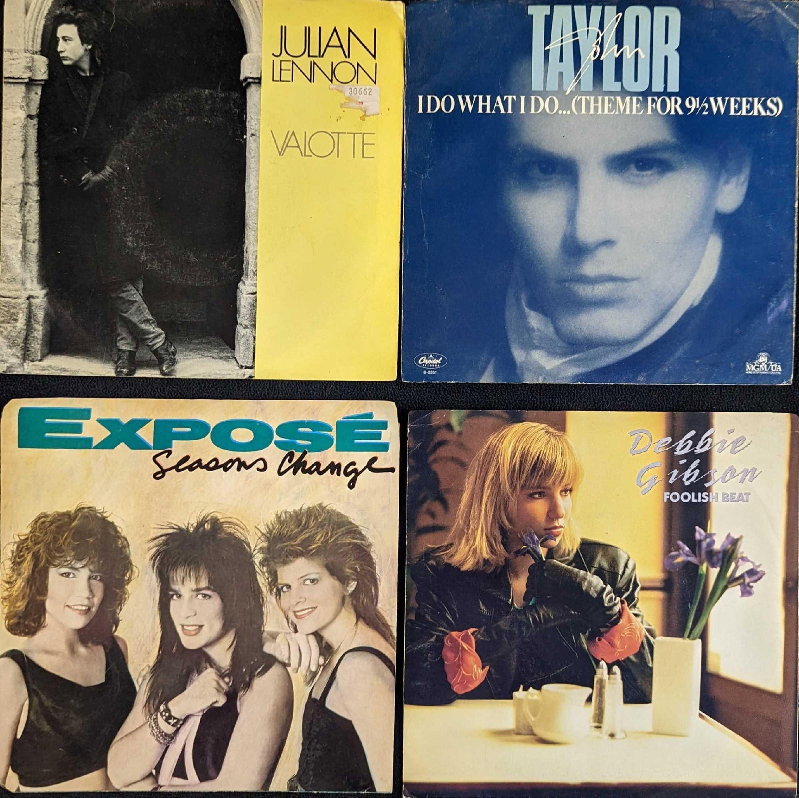 4 Debbie Gibson Expose John Taylor Julian Lennon 7" Singles: This lot includes: (1) Debbie Gibson â€“ Foolish Beat. This was released by Atlantic in 1987. (1) ExposÃ© â€“ Seasons Change. This promo single was released by Arista in 1987. (1) John