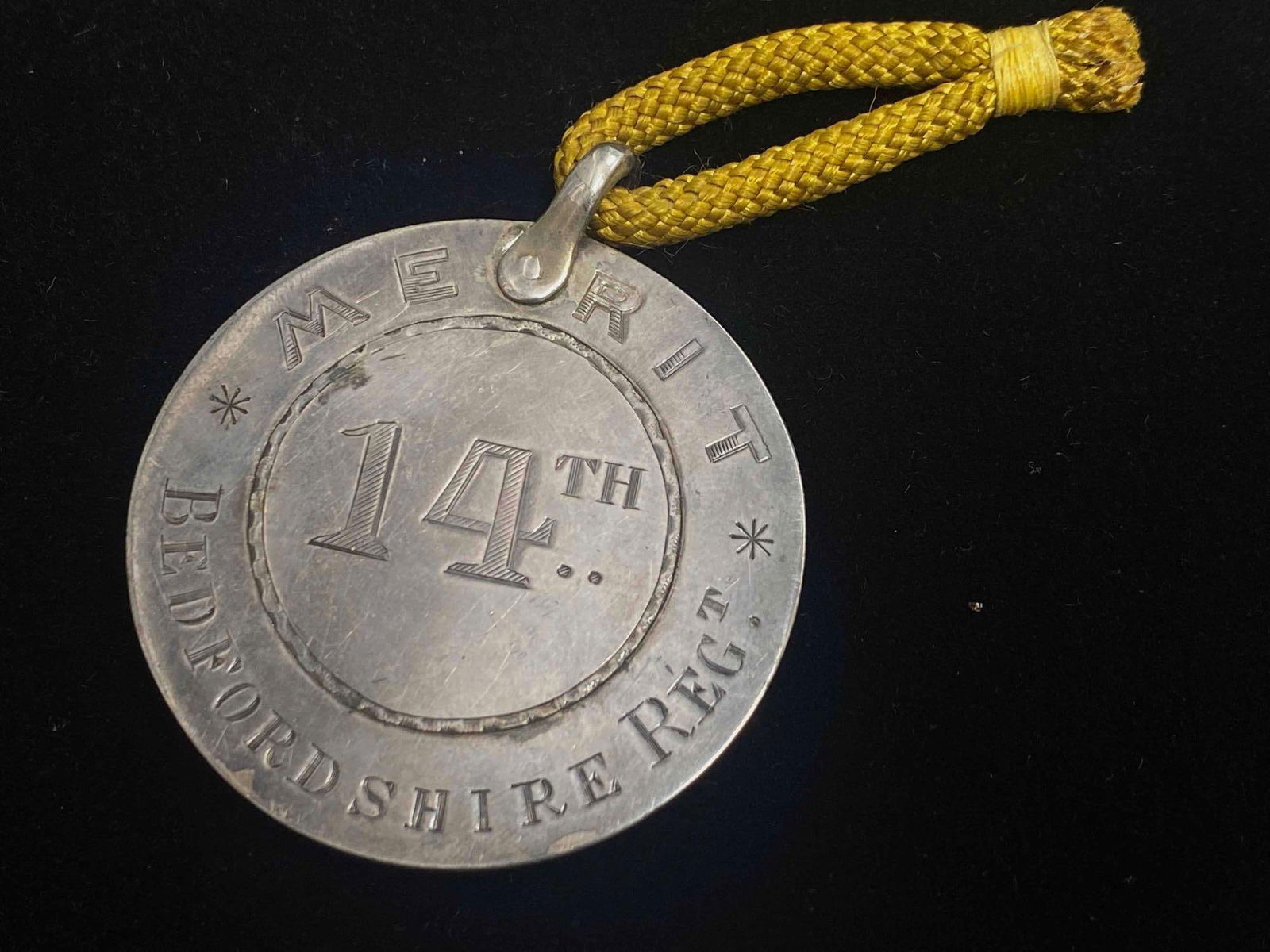 1803 14th Bedford Shire Regiment Merit Custom Silver Medal Awarded to LT. W Shea (1 of 7)