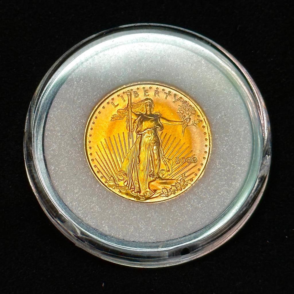 2000 US Gold Eagle 1/10 Oz.: These coins have been tested and researched to the best of our ability prior to listing. Please view photos, as they are a part of the condition. DETAILS: Metal - 0.9167 Gold (22k) Tested - Yes Size -