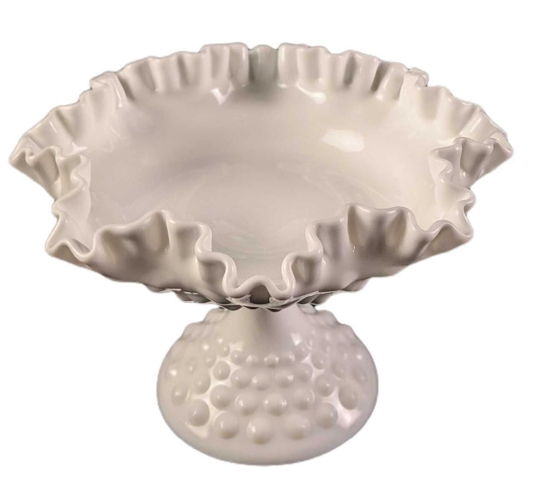 Vintage Hobnail Pattern Milk Glass Compote Candy Dish (1 of 6)