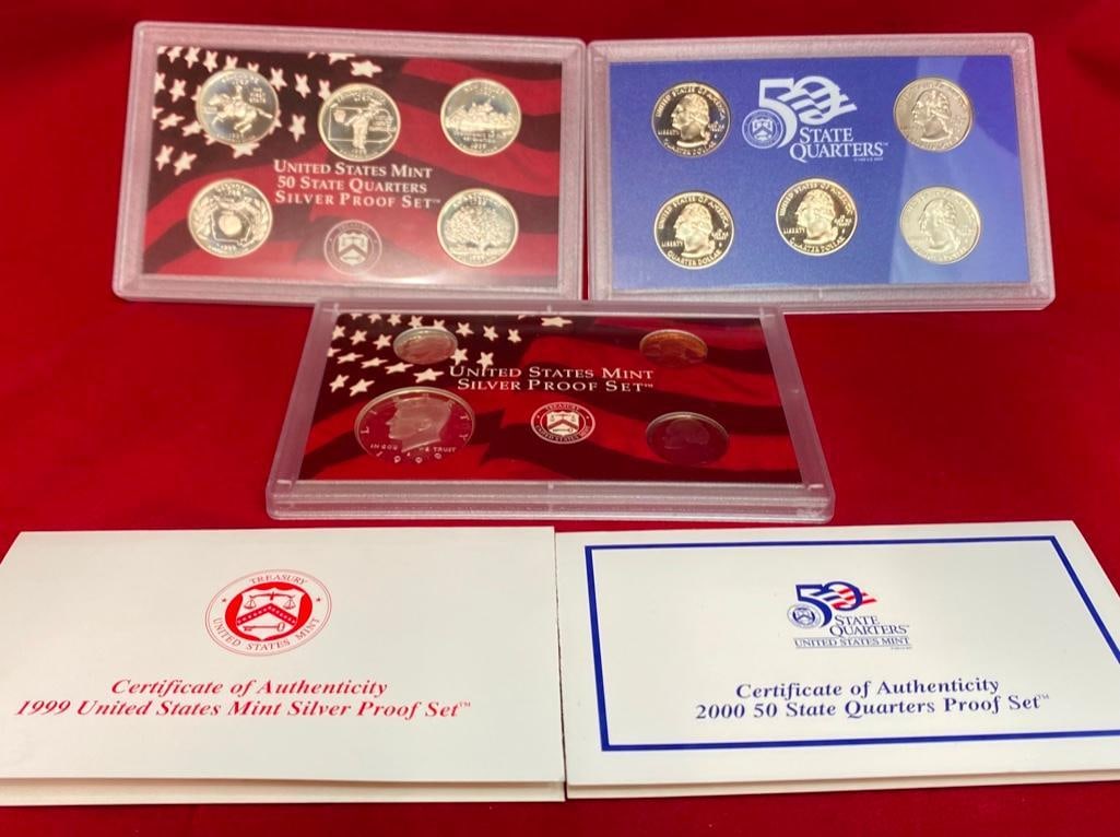 2000 US Mint Silver Proof Set & 1999 Quarters (1 of 8)