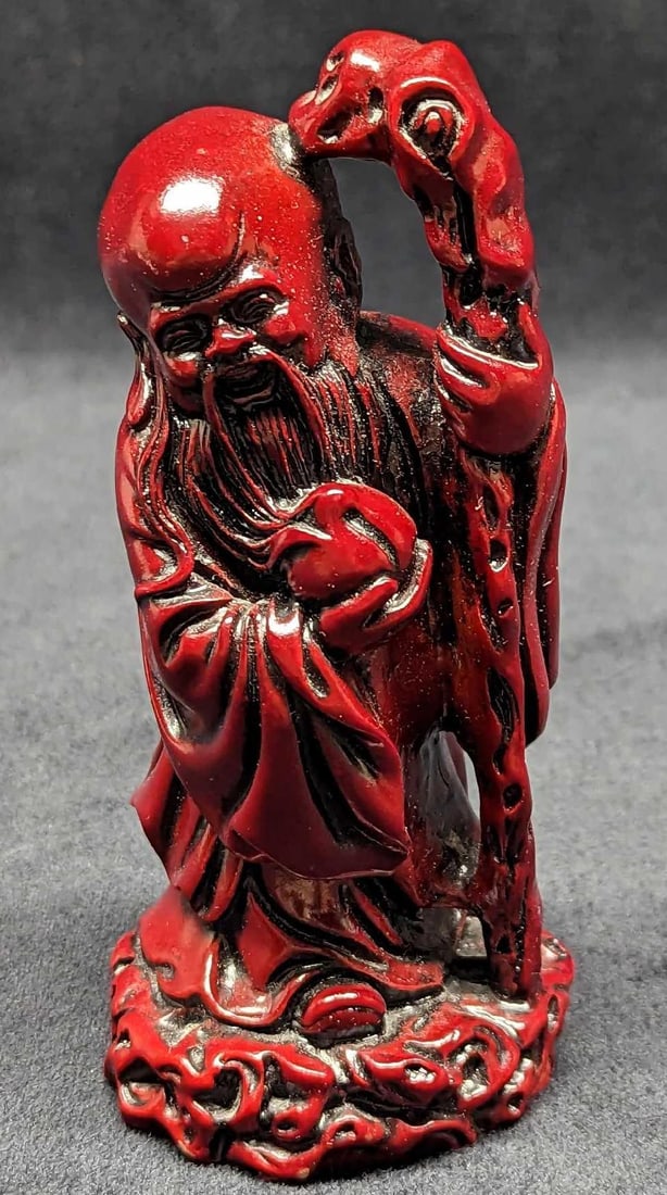 Feng Shui Sau Star God Red Stone Resin Figurine (1 of 6)