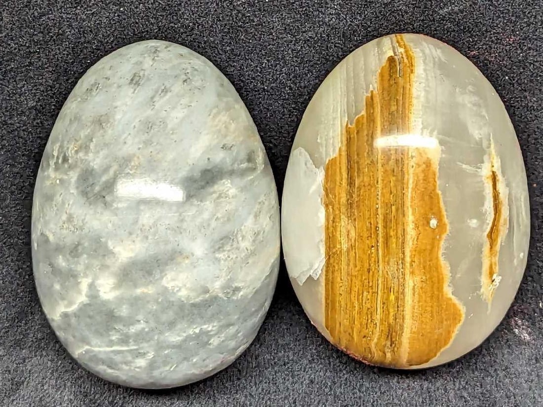 White Onyx Egg & Gray & White Natural Stone Egg Auction