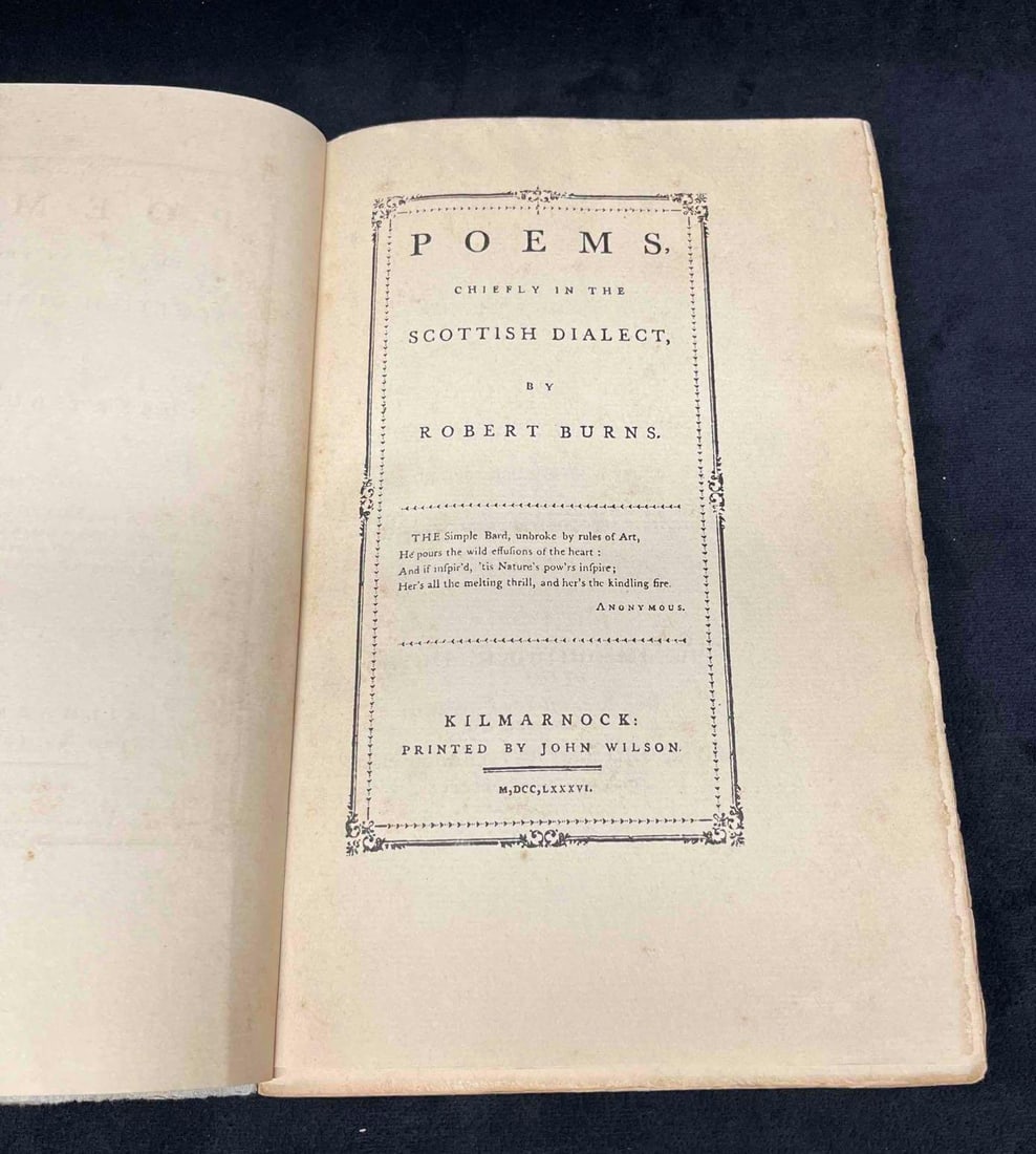 Robert Burns (1759-1796) Poems, Chiefly In The Scottish Dialect Kilmarnock: John Wilson, 1786 (1 of 14)