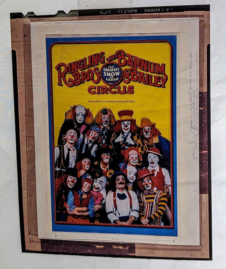 Kodak Transparent 4 X 5 Ringling Bros Clown Group Poster (1 of 3)
