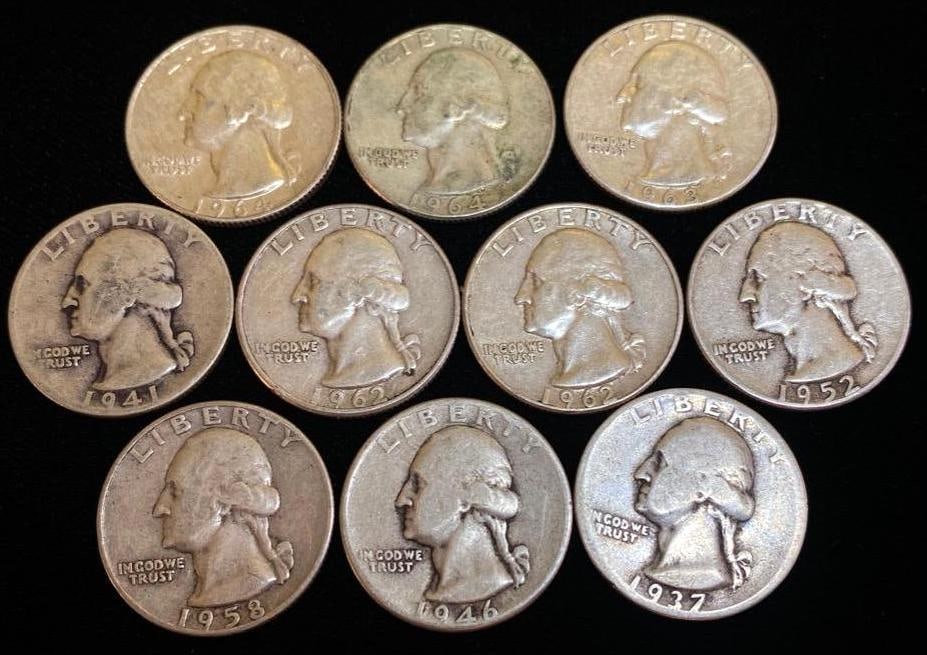Mixed Date Lot of 10 Silver Quarters (1 of 3)