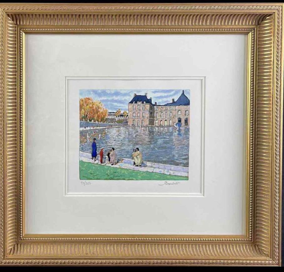 Andre Bardet Signed & Numbered Serigraph Le Bassin: Andre Bardet Signed and Numbered Serigraph, "Le Bassin" A signed and numbered colored serigraph from listed artist, Andre Bardet, (France 1909- 2006) is entitled, â€˜Le Bassinâ€™. Thi