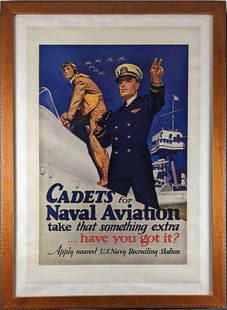 Authentic WWII Poster "Cadets for Naval Aviation": Authentic WWII Poster &#34;Cadets for Naval Aviation&#34; This is an original World War II poster from 1942 by artist McClelland Barclay who was the premier artist for Naval recruitment posters during