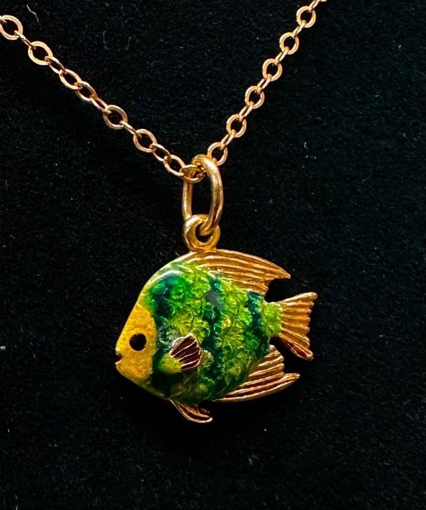 18k Gold Kabana Fish Pendant and Chain (1 of 3)