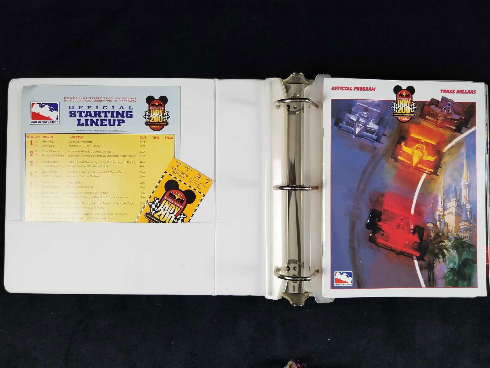 Disney Binder Of Official Programs From The Delphi Indy 200 At The Disney Speedway (1 of 9)