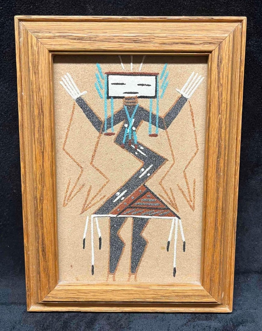 Signed Navajo Sand Painting Native American Art (B) (1 of 5)