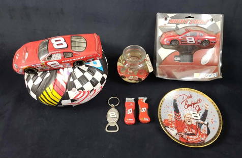 Lot of 7 Dale Earnhardt Jr Memorabilia Items: Lot of 7 Dale Earnhardt Jr Memorabilia Items. This lot of items is in fair used condition. Most of the items have dust from storage and need to be cleaned. The items included in this lot are: 1 #8 Dal