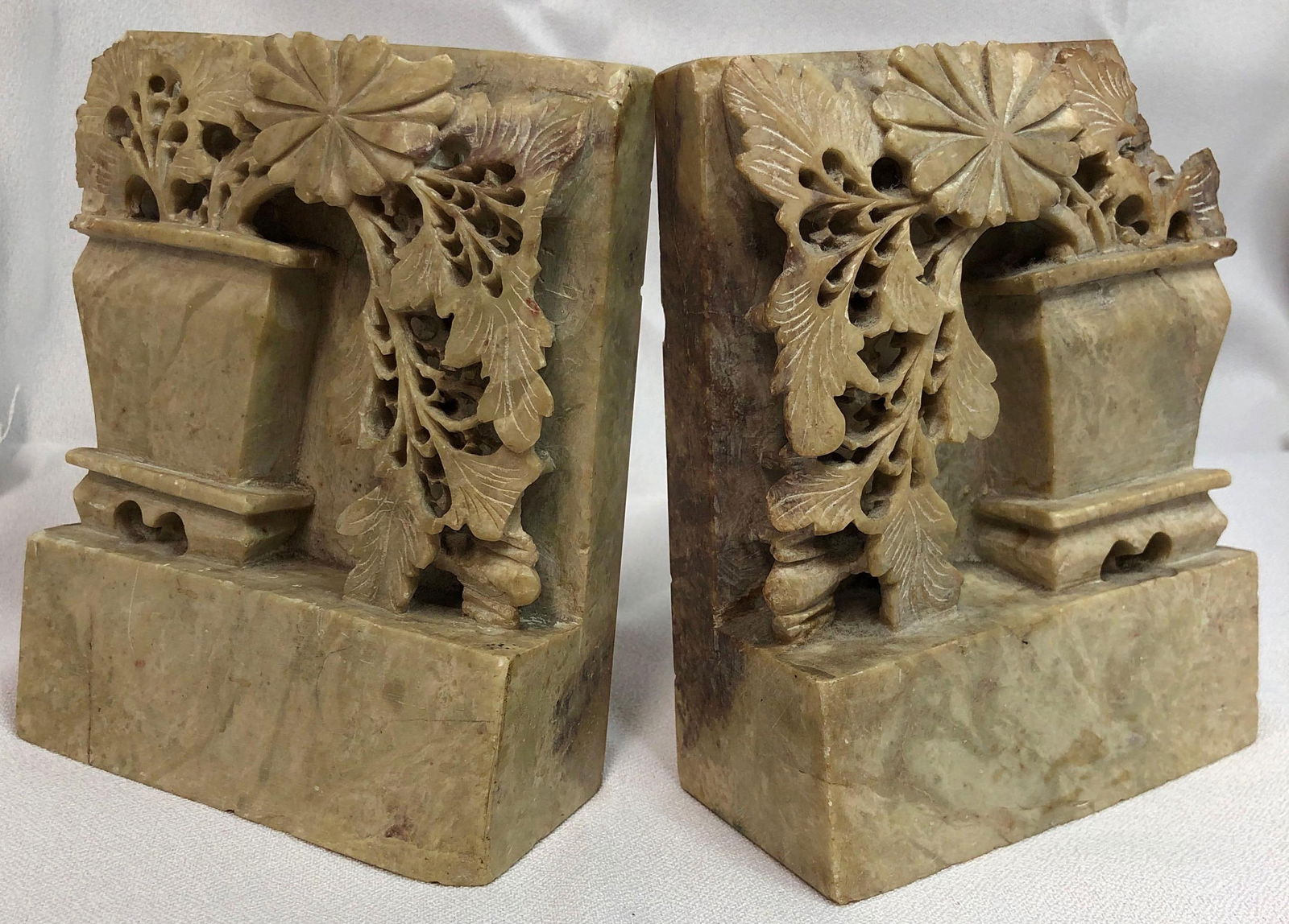 Antique Asian Carved Soapstone Bookends (1 of 5)