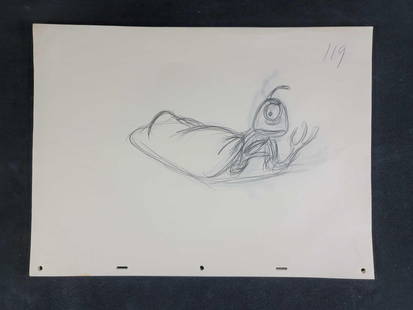 Disney Lilo and Stitch Original Sketch Art: Disney Lilo and Stitch Original Sketch Art by unknown artist. The character is Pleakley. We are not sure if it's from the movie series or the TV series. This was acquired from a long-time Disney e