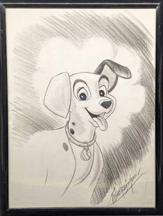 Disney Richard Harrison Green Sketch 101 Dalmatians: Disney Richard Harrison Green Sketch 101 Dalmatians. Here is a cute charcoal sketch of a puppy from the classic Disney animated movie, "101 Dalmatians". This -might- be Penny as she has black