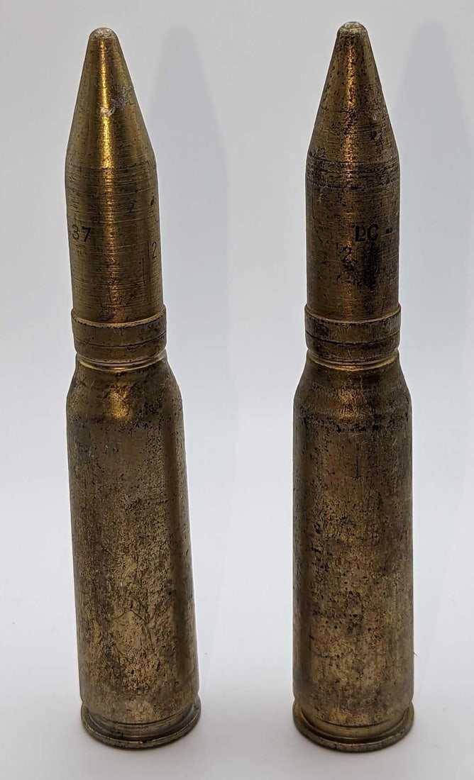 2 Vintage Military 20mm Dummy Inert Rounds LC - 55 - 37 (1 of 7)