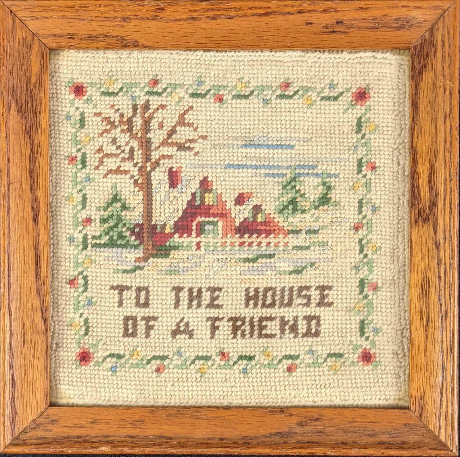 Framed Vintage Needlepoint To The House Of A Friend (1 of 6)