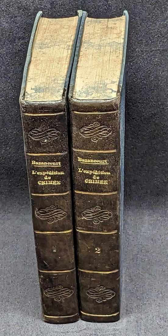 2 Volumes L 'Expedition De Crimee Hardcovers: 2 Volumes L 'Expedition De Crimee Hardcovers. This was written by Baron de Bazancourt and was published by Amyot, Editeur (Paris) in 1856. Each volume is approx 5 3/4" x 1 1/4" x 8 3/8"